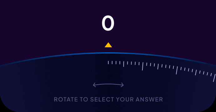 The dial: the value above a marker, over a rotating scale