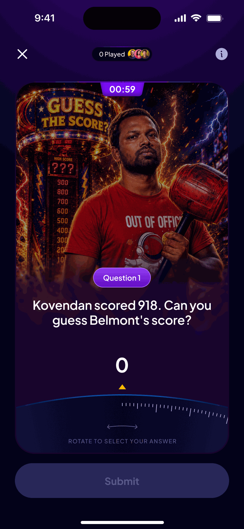 The prediction screen