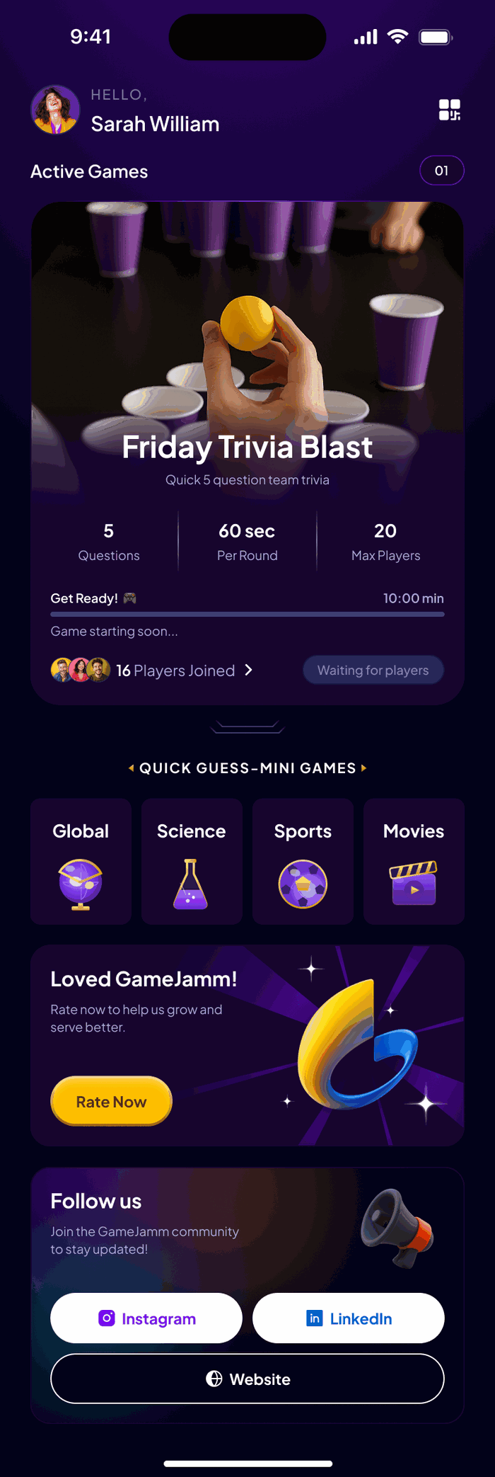 The full home screen, scrolled